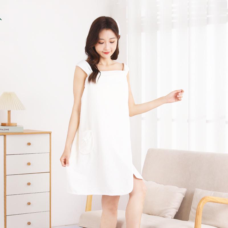 Damen Korallenfleece Tragbarer Bademantel Handtuchrock, Übergröße, 2024 Kollektion