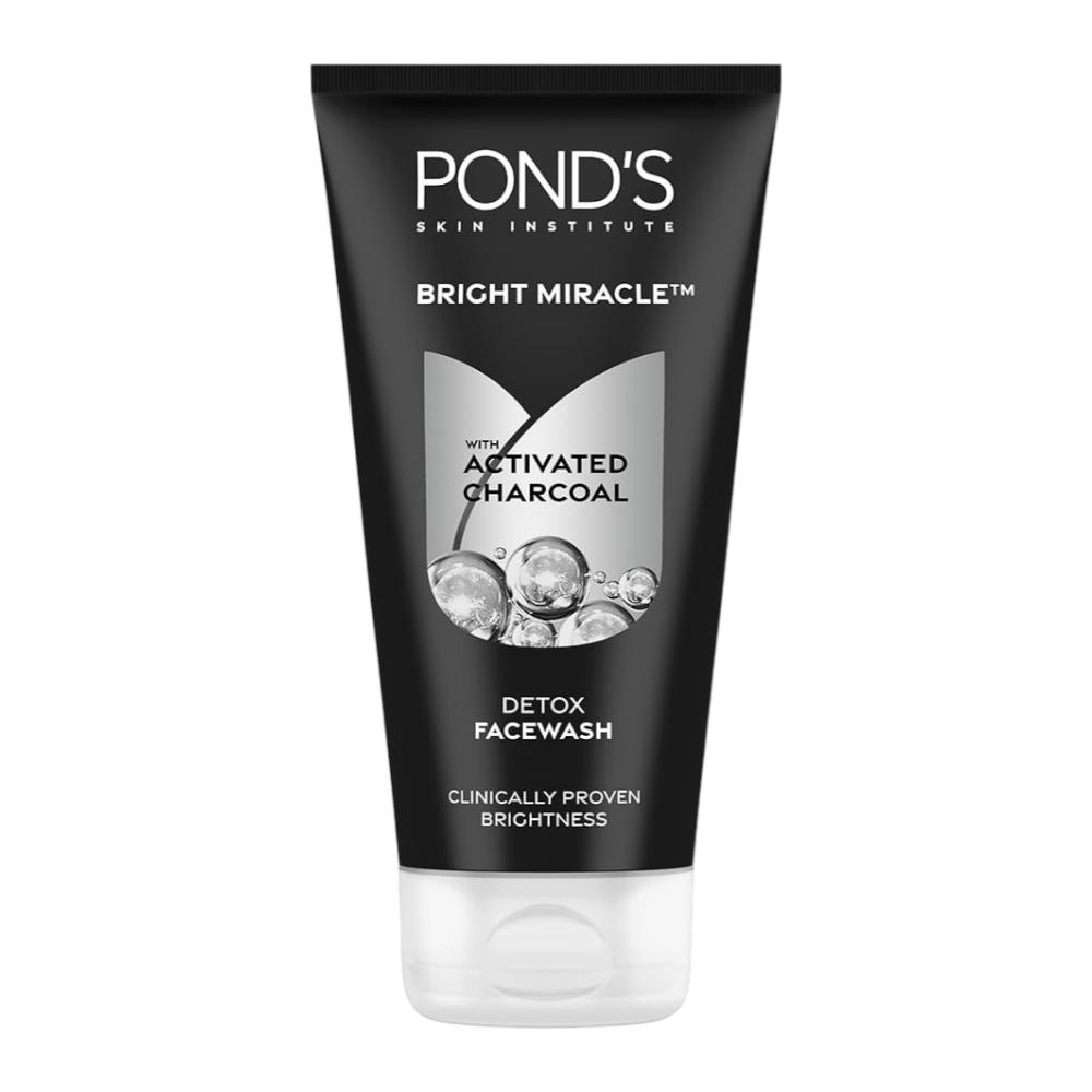 POND'S Pure Detox Face Wash With Activated Charcoal For Deep Cleansing Oil Control & Brighter Skin Glow, Anti-Pollution Care, 150g