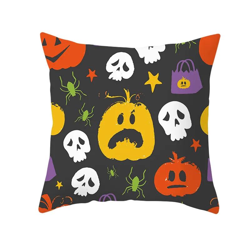 Halloween Style Decorative Cushion Cover Horror Pattern Polyester Pillowcase Pillow Cover For Sofa Home Room Festival Decor