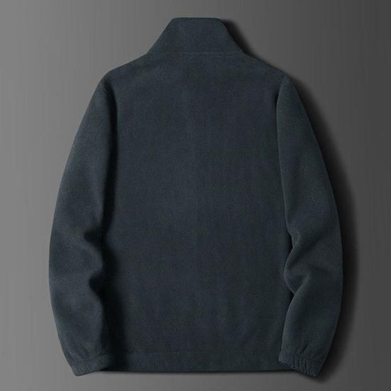 Men's Spring Autumn and Winter Plus Size Warm Thin Section Stand Up Collar Cardigan Jacket Casual Zip Section Solid Colour Comfortable Jacket