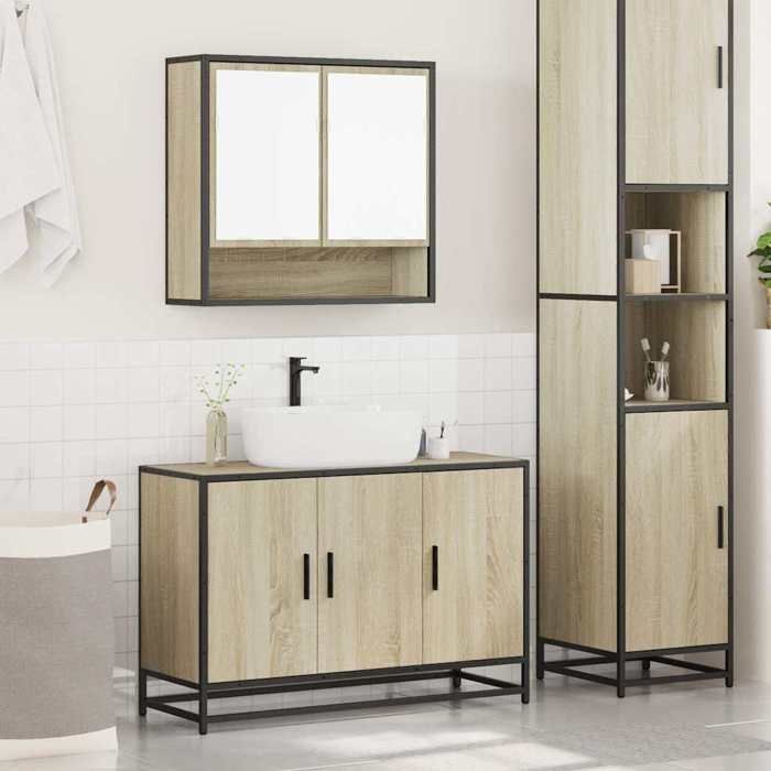 VidaXL 2-piece Bathroom Furniture Set Sonoma Oak, Storage Cabinet, Bathroom Cabinet, Vanity Unit 3300921