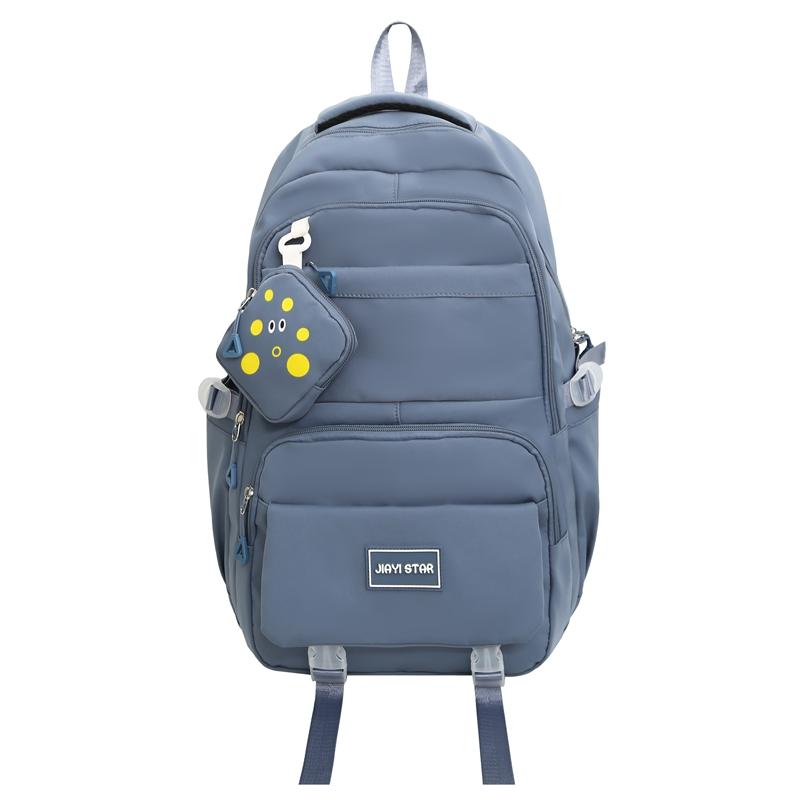 Large Capacity Schoolbag Women's Campus Style Student Solid Color Backpack with Coin Purse