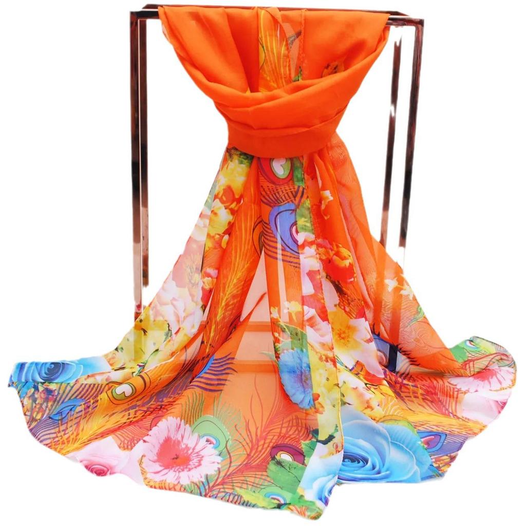 Women's Floral Silk Scarf: Spring & Autumn Sun Protection