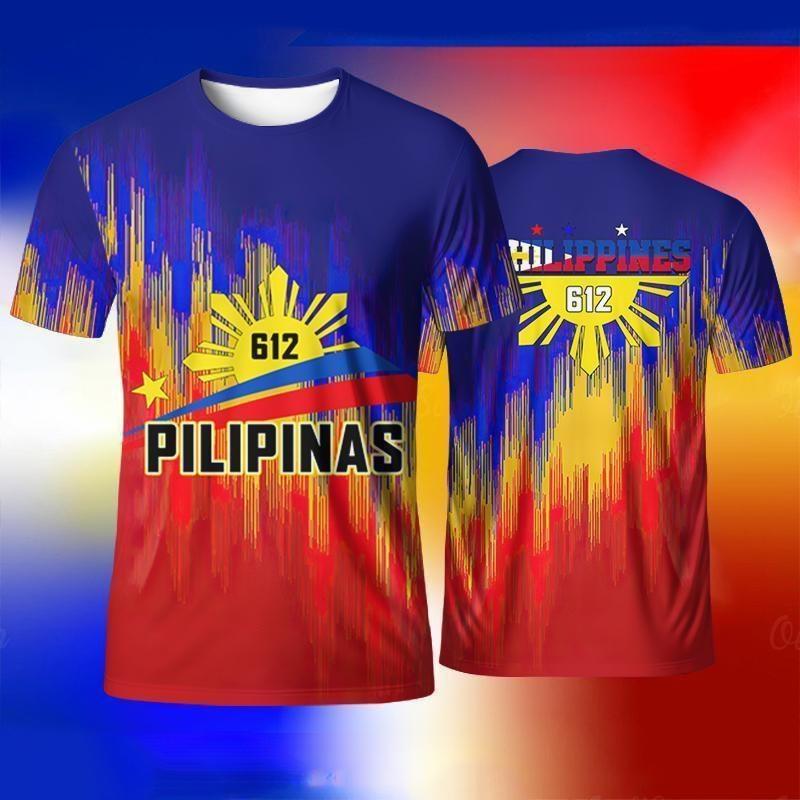 Tricou Bărbați cu Imprimare 3D Steagul Philippines Sun Star Pilipinas Patriotic Respirabil Uscare Rapidă Casual Mânecă Scurtă Streetwear Topuri