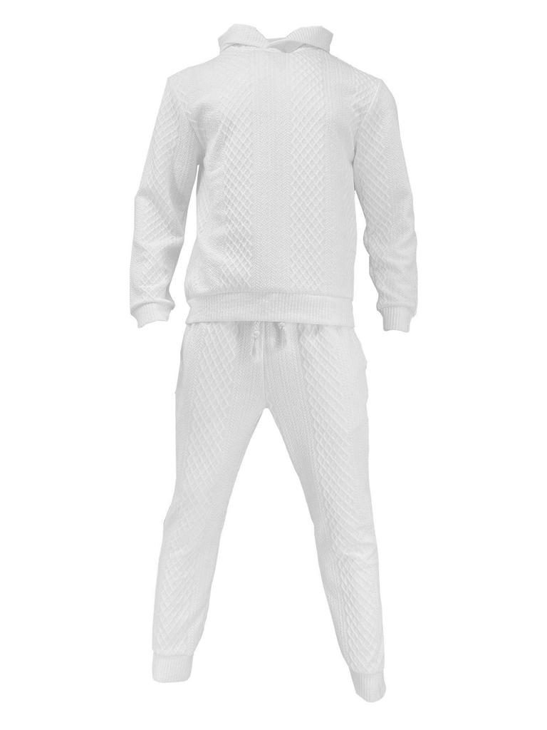 Men's Trendy Hooded Pullover Jacquard Sweatshirt & Sweatpants Set