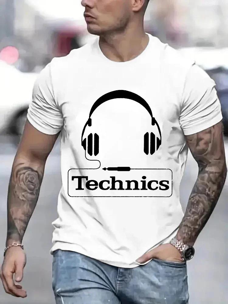 

Футболки с принтом наушников Technics, мужские модные футболки Harajuku, свободные летние футболки с коротким рукавом, модные свободные футболки DJ 4XL