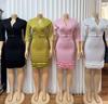 European & American Women's V-Neck Pleated Beaded Ruffle Bodycon Dress - Spring/Summer 2026 Collection