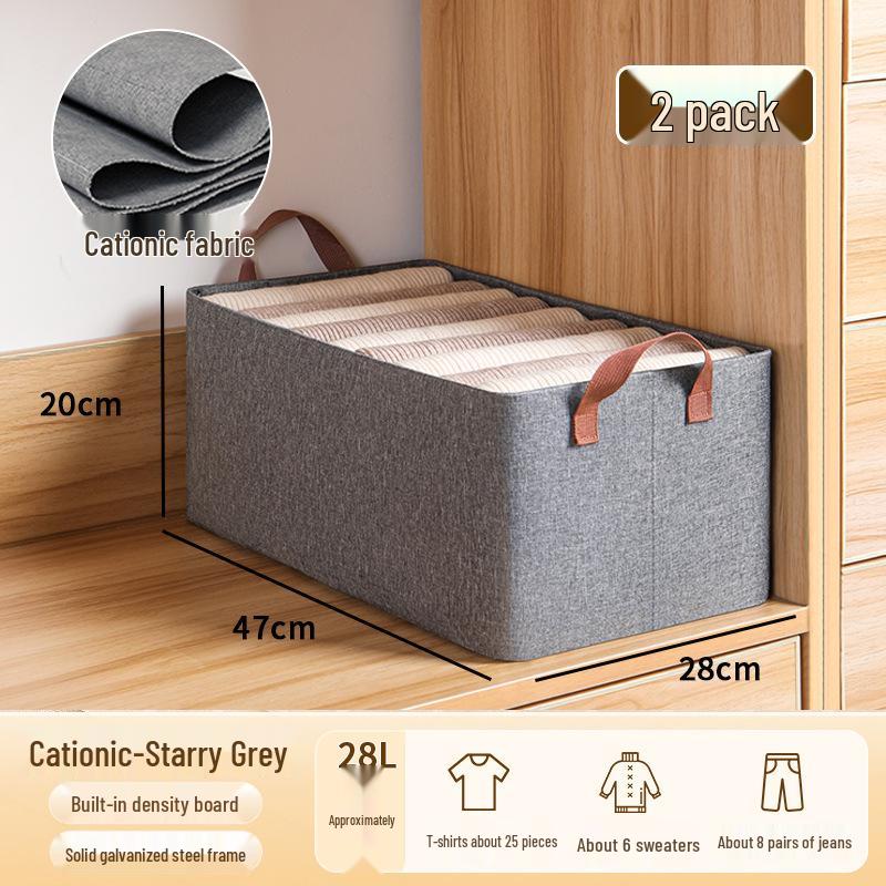 Steel Frame Folding Clothes Storage Basket - Lidless Wardrobe Organizer