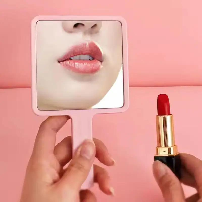 Portable Travel Makeup Mirror With Plastic Handle - Square Vanity Mirror, Perfect Gift, Suitable For Women, Beauty Accessory