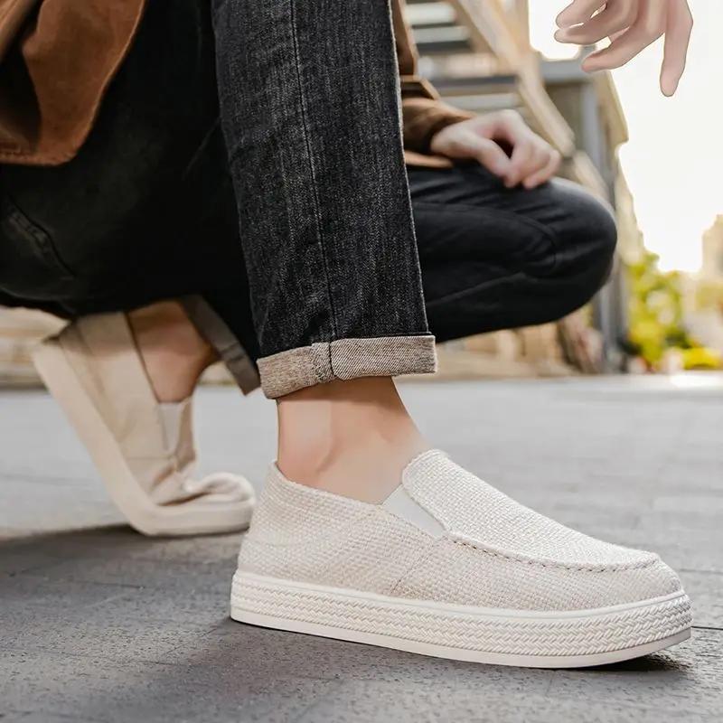 

Men s Casual Shoes Canvas Lace Up Spring Autumn Slip-on Sneakers High Quality Fashion Designer Luxury Breathable 2026 Male Shoe 39