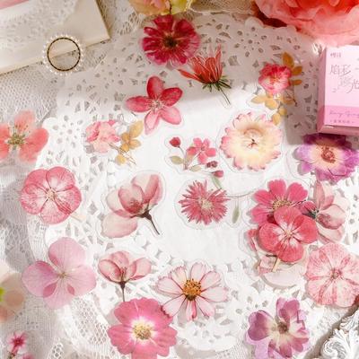 45Pcs Flower Language PET Journaling Sticker Set for Gift Packing Scrapbooking Album Planner Journal Arts DIY Craft