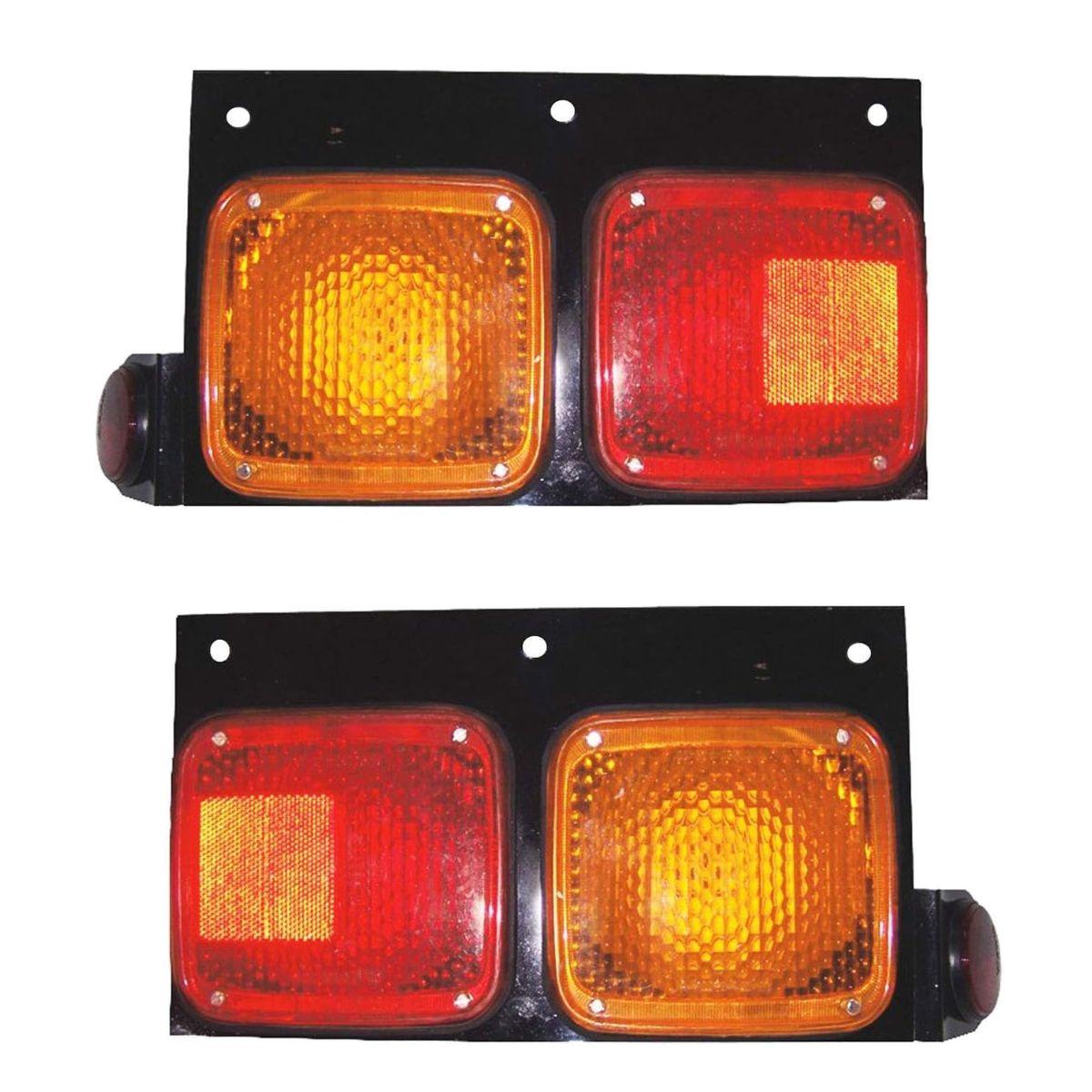 

2x Rear Combination Light Assembly | 12V Tail Lights with Metal Body | Indicator, Stop, Brake & Reflector | For Trucks, Trailers, Cars, Buses червоний/бурштин
