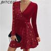 BITCED Autumn/Winter Collection: Sensual V-neck Bodycon Asymmetric Mini Sequin Dress