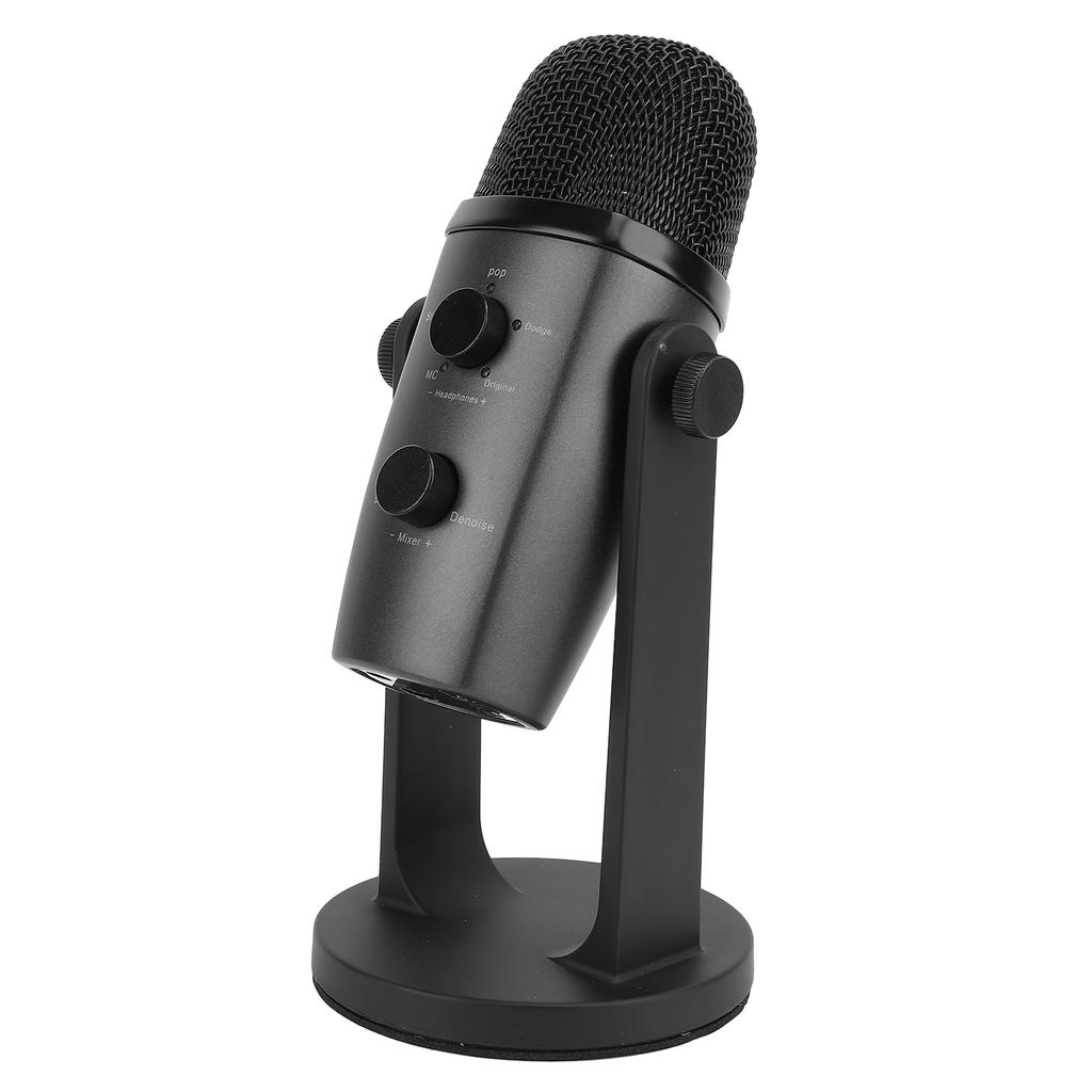 Gaming Microphone USB PC Condenser Mic with Shock Mount Quick Mute Function Rotating Gain Knob for