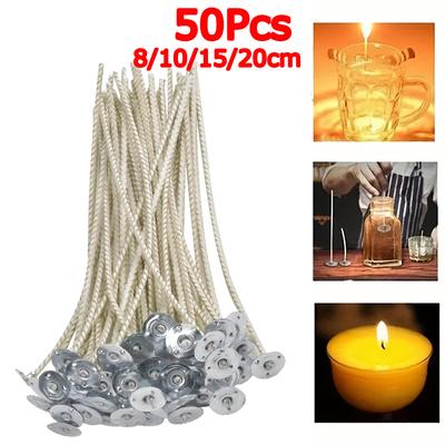 50PC Candle Wicks Candle Making Supplies Wick Technology DIY 40 Strands Perfect for Candle Making 8cm 10cm 15cm 20cm