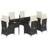 VidaXL Garden Dining Set Cushions 7pcs Black Wicker 3213161