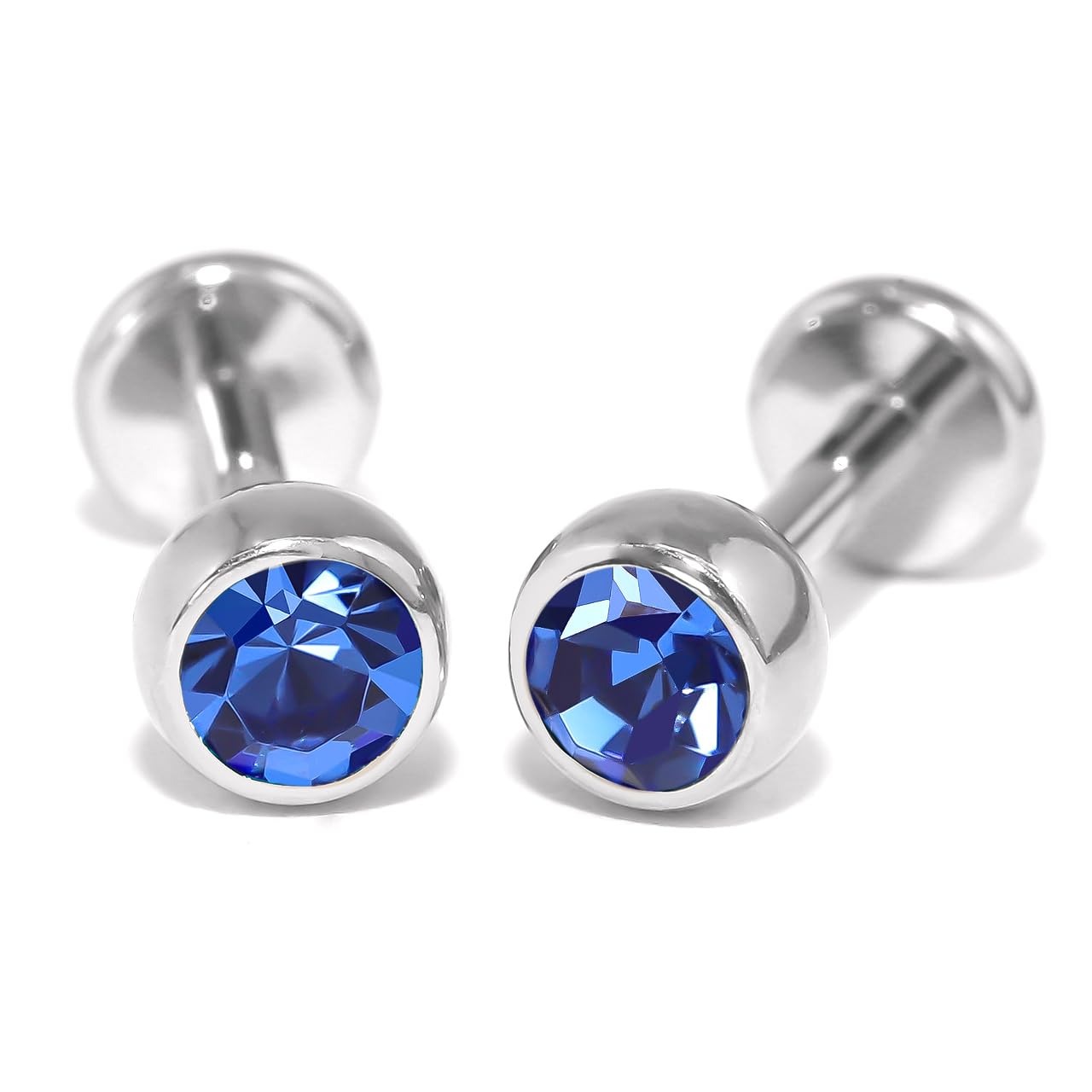 

Permanent Earrings for Surgical Stainless for Both Set of 2 Length [Rinrin] Women, Jewel, Steel, Ears, (Blue/Post 6mm) синій