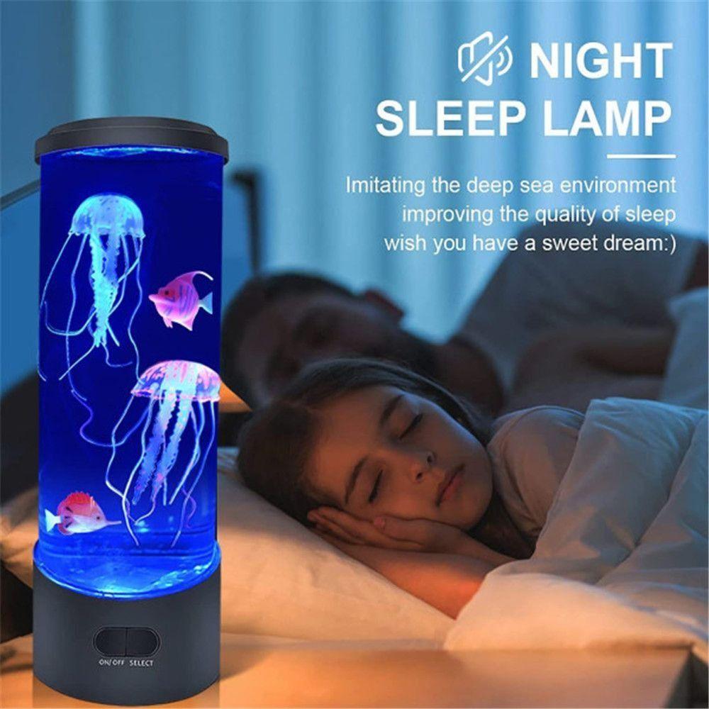 Creative 7 Colors LED Jellyfish Lamp Color-Changing Desktop Decor Night Light Mood Lighting USB Charging Desktop Light Kids Room