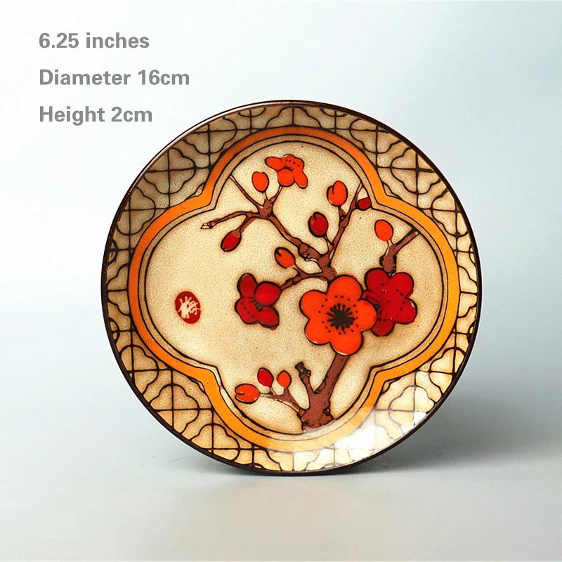 5-7-Zoll-Knochenteller Kreatives handbemaltes unterglasurfarbenes Keramikgeschirr Kaltes Gericht Obst Dim Sum Teller Snack Haushaltsgeschirr