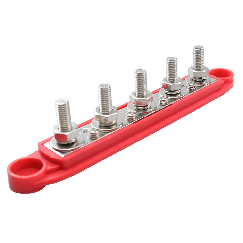 M8 5 Stud Bus Bar 48V 100A Battery Power Distribution Block Terminal Studs Busbar Powerterminal Block For RV Boat Acesssories