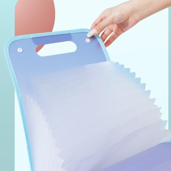 Expanding File Folder A4 13 Compartment Translucent File Case with Handle Waterproof Document Organizer Student Test Papers School Supplies