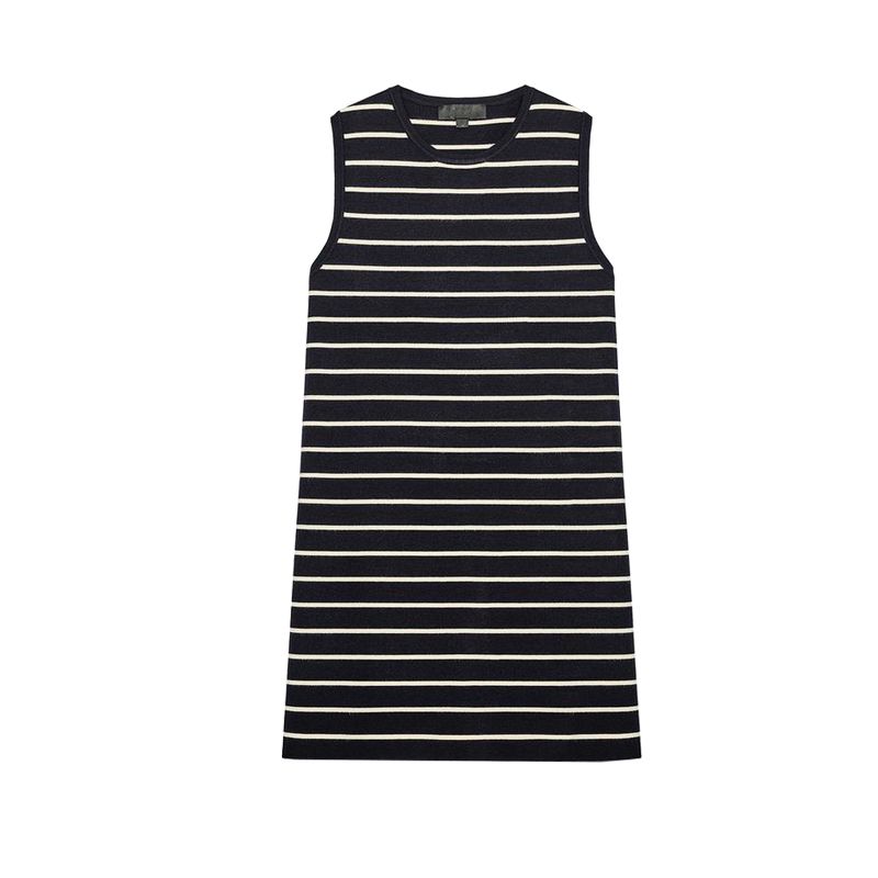 

Spring and Summer New Women clothes Seaside Holiday Style Striped Knitted Sleeveless round Neck Mini Dress 2142057 Stripes L