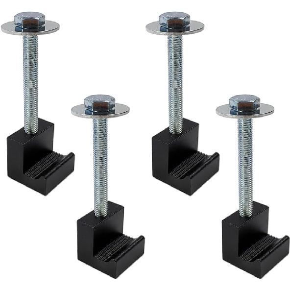 Truck Tool Box Mounting Kit Aluminum Alloy J Hooks Pickup Universal Fit Toolbox Tie Downs Crossover With Screws And Washers (4 Packs Black)