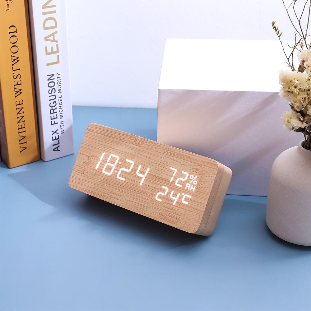 Stylish Wooden LED Digital Alarm Clock with Charging Port