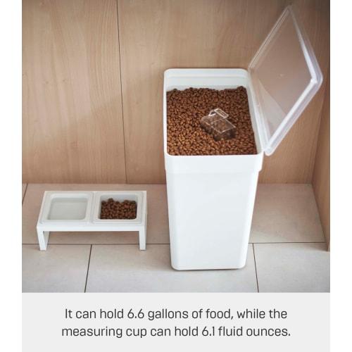 Yamazaki Tower Food Storage Container, 12kg Capacity, with Measuring Cup, White, Approx. W41 X D24 X H42.5cm (Approx. H65.5cm with Lid Opened), Model