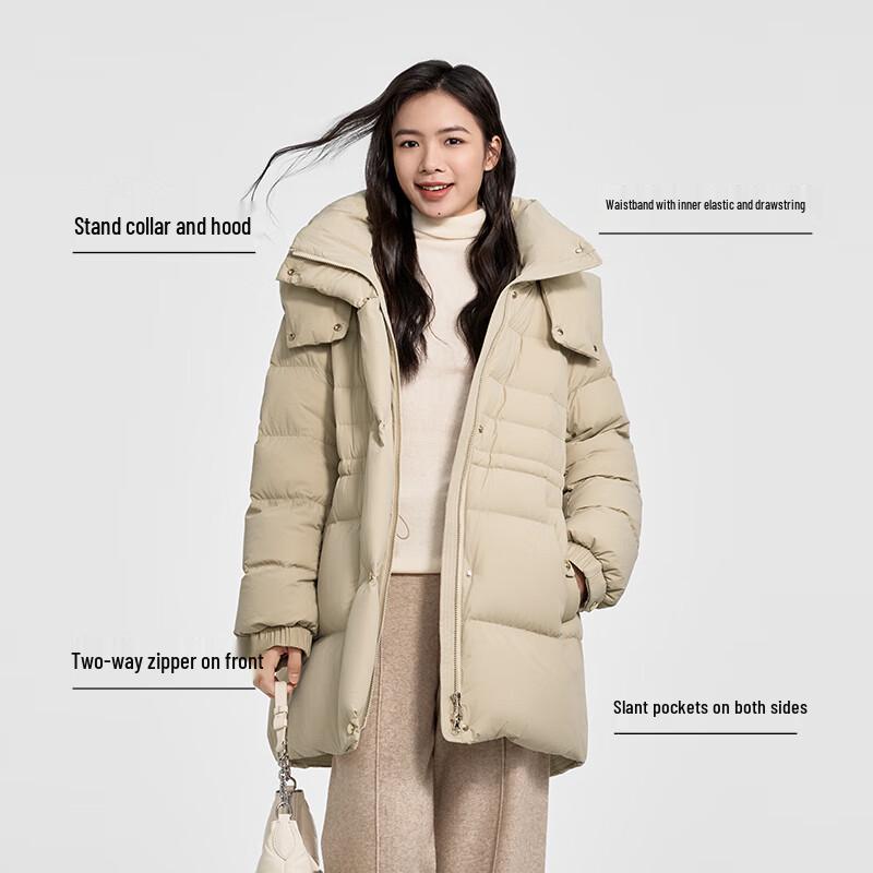 Qianrengang Women's Hooded Goose Down Puffer Jacket