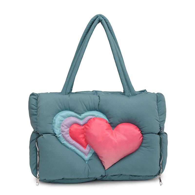 New Peach Heart Cotton Clothing Bag Fashionable Versatile Shoulder Bag Women's Portable Tote Bag Large Capacity Premium Feeling Bag