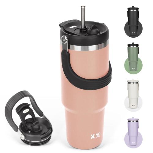 SKIASE Tumbler with Straw, 900ml Water Bottle, Large Capacity Water Bottle, Vacuum Insulated, Keeps Hot or Cold, Wide Mouth, Direct Drinking, with Lid