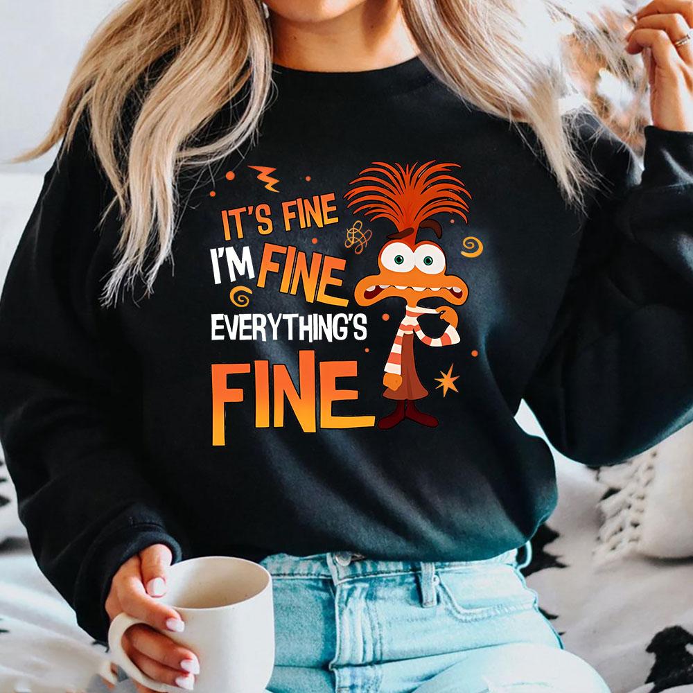 Ters Yüz 2 Kaygı Sweatshirt Her Şey Yolunda Ters Yüz Kaygı Duygular Tişört Retro Ruh Sağlığı Sweatshirtleri Hayran Hediyesi