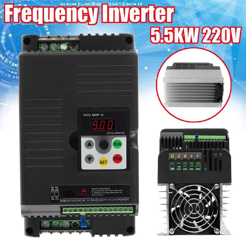 5.5KW 3 Phase Speed Control Drive Converter 220V 50Hz-60Hz Frequency Inverter Input VFD Triphase Output Motor