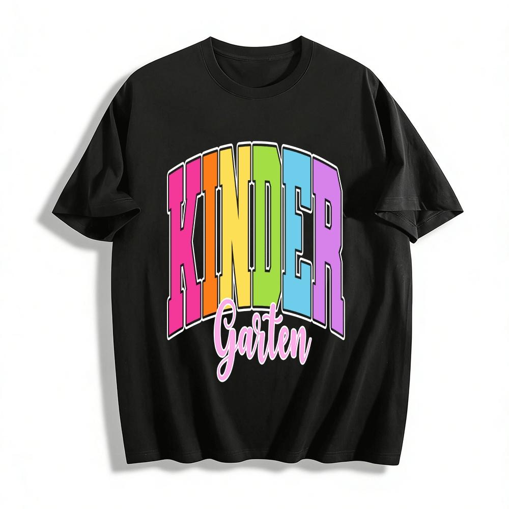 Colorful Kindergarten Print Casual Short-sleeve T-shirt For Family Pure cotton T-shirt