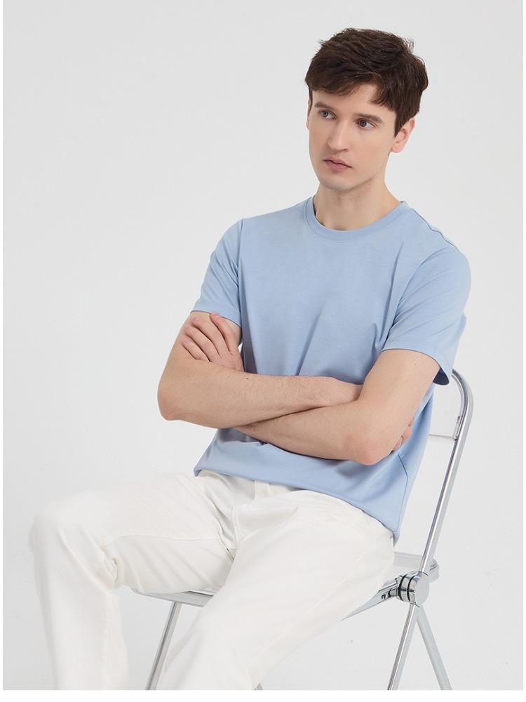 80s Double-sided Mercerized Cotton T-shirt Lightweight Tech Summer White Half-sleeve Premium Youth Pure Cotton Short-sleeve T-shirt for Men