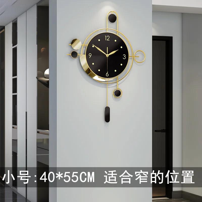 

Часы настенные в стиле ар-деко для гостиной с золотым маятником, роскошные настенные часы черного цвета, современный дизайн, тихий скандинавский уникальный домашний декор