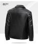 Men's Plus Size Winter Fur-Lined Leather Jacket with Lapel