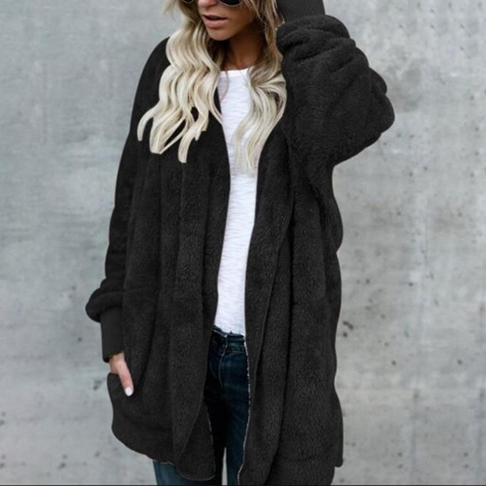 Women's Winter Furry Warm Coat Double Sided Anti Fur Plush Jacket Mid Length Autumn Winter Top