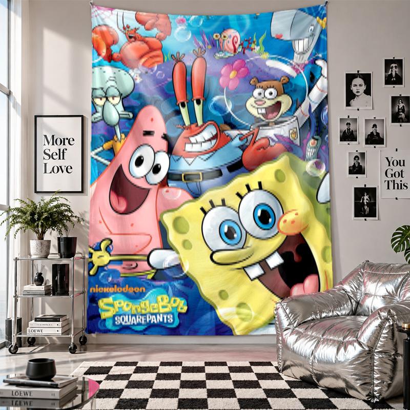 Wall TapestrySpongeBob Football Art Hanging Cloth Decorative Background Cover for Room Decoration