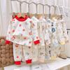 Kids Cotton High Waist Belly Protection Thermal Underwear Set For Boys And Girls Baby Autumn Long Sleeve Pants Pajamas