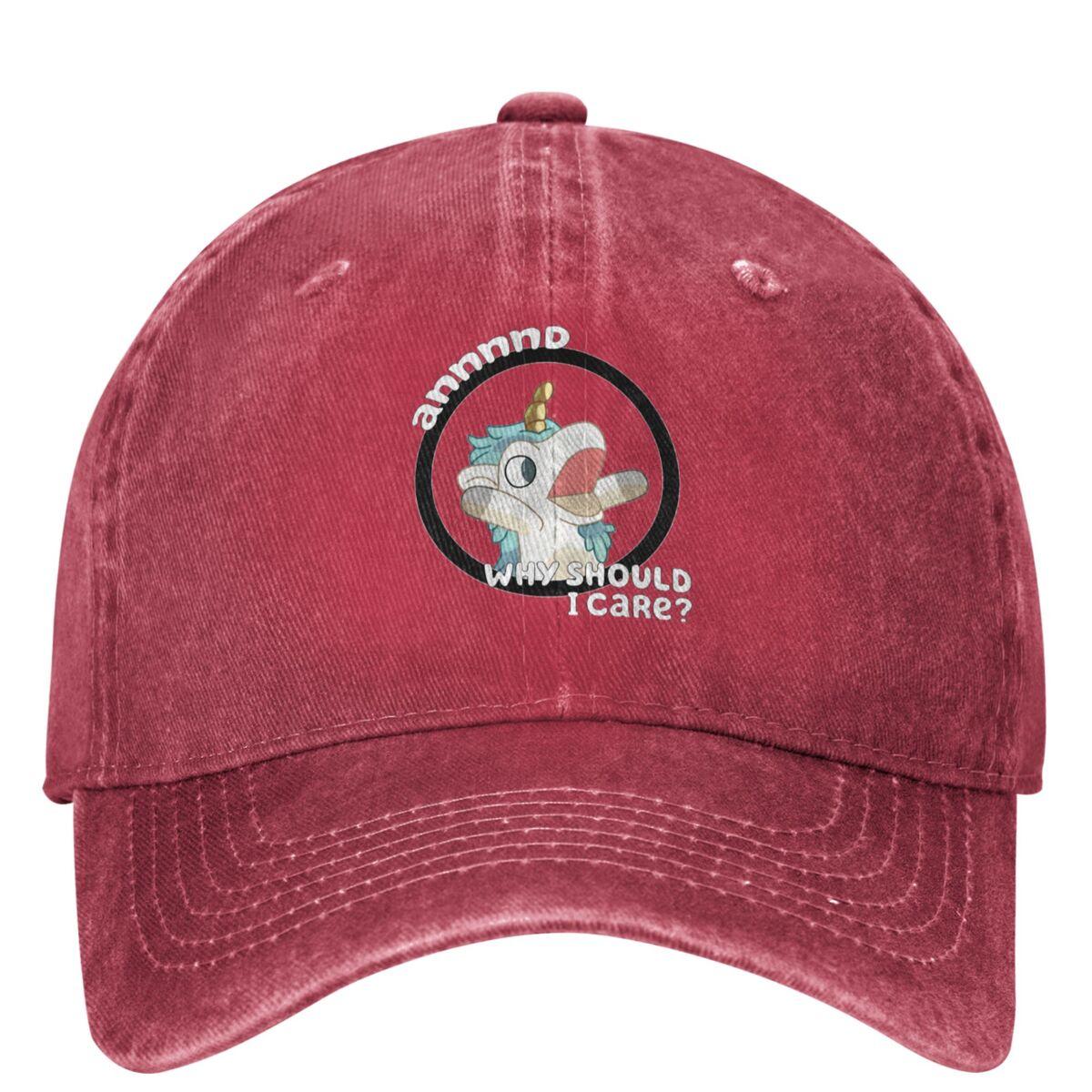 Funny Blueys Unicorse Why Should I Care Washed Baseball Cap Vintage Hip Hop Hats Summer Men Women Running Sunshade Snapback Cap One Size