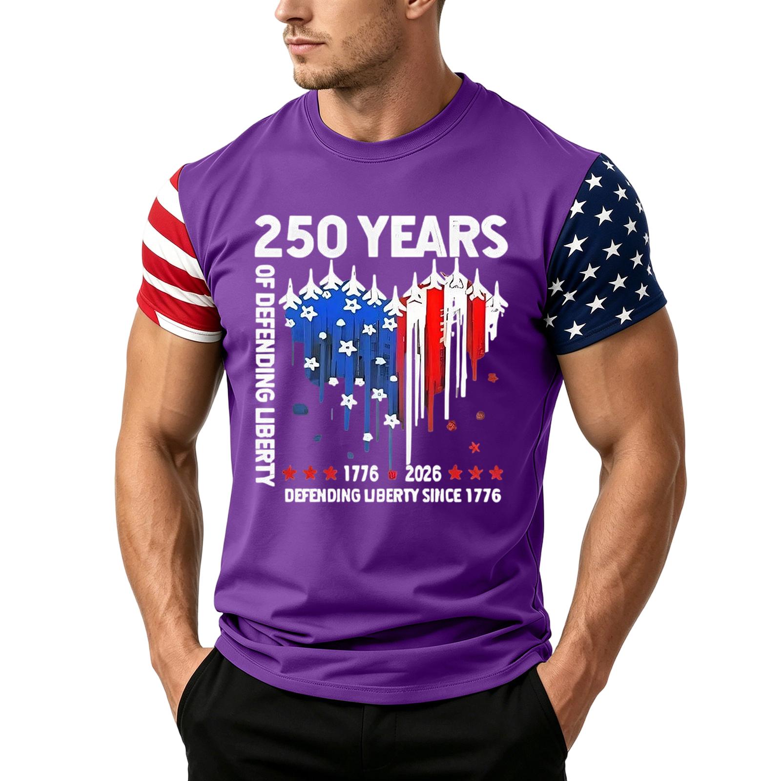 

Men s Loose Fit Casual Short Sleeve T Shirt Summer Daily Wear Flag Print Comfortable Lightweight Top XL фиолетовый