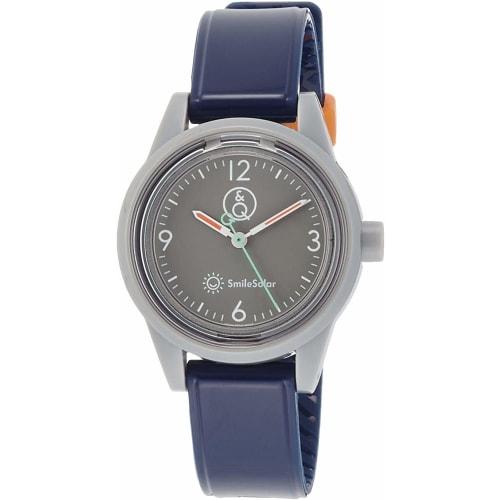 

Q&Q SmileSolar (Q&Q Smile Solar) Women s Solar-Powered Analog Watch with Waterproof Urethane Strap, RP01-017, Gray and Navy