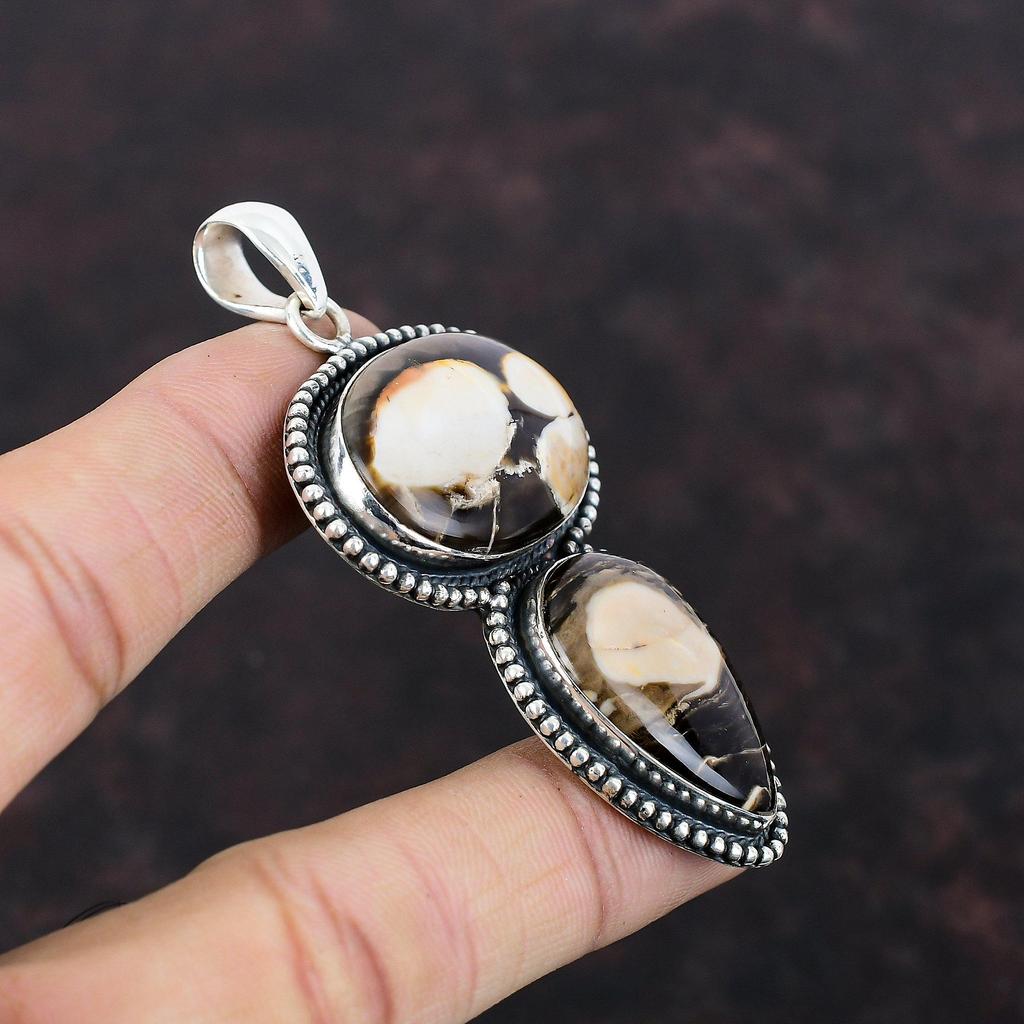 Peanut Wood Jasper Pendant Handmade Elegant Jewelry 925 Sterling Silver Pendant Gemstone Pendant Gift For Mom Vintage Pendant Silver Jewelry