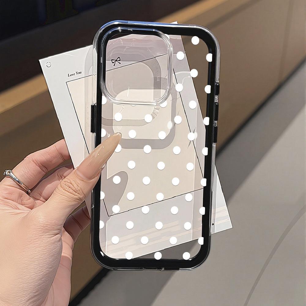 ins transparent white polka dots for iPhone17ProMax mobile phone protective case 16 simple 15Pro niche 14