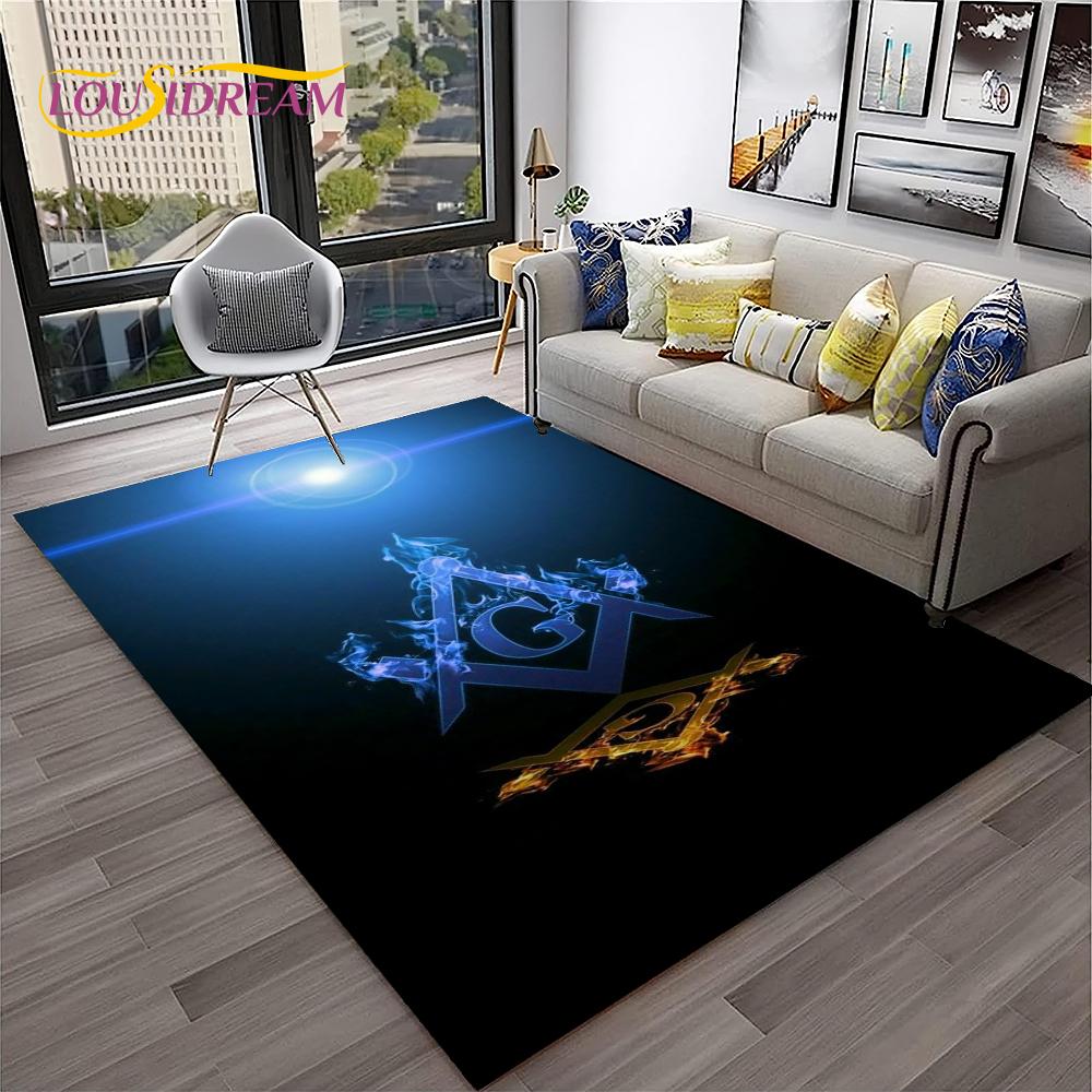 Ring Freemasonry Illuminati Masonic Carpet Rug for Home Living Room Bedroom Sofa Doormat Decor,Kid Area Rug Non-slip Floor Mat