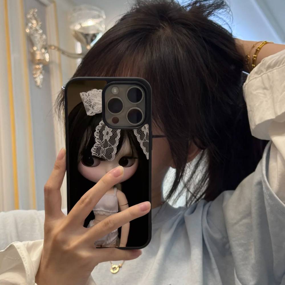 Dark Cute Girl Doll  Hard Plastic Phone Case For Iphone 17 Air 16 15 14 13 12 11Pro Max PC TPU Cover