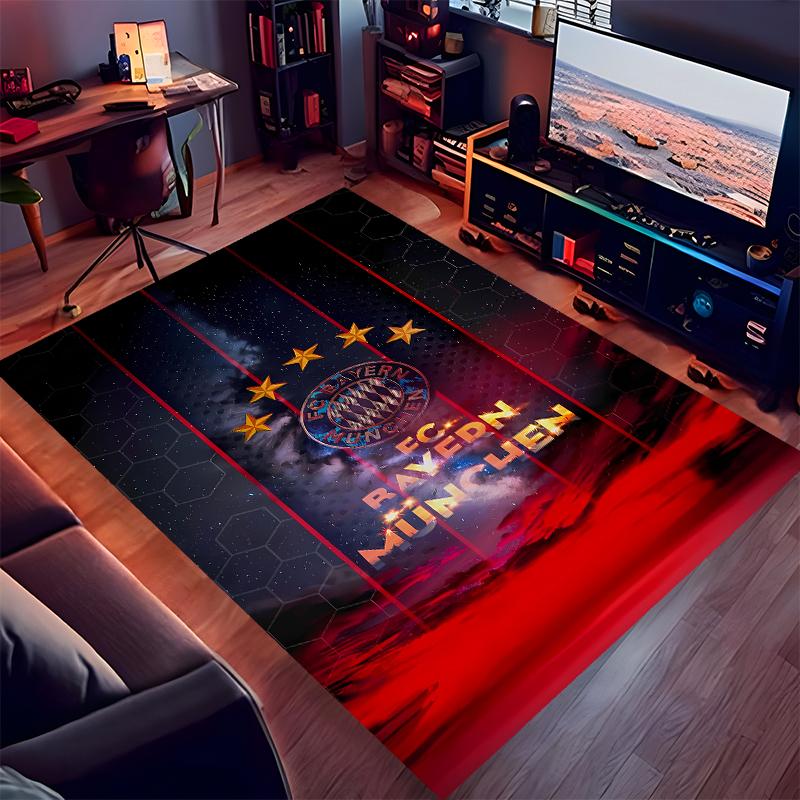 1pc FC Bayern München logo Print Area Rug - Soft,Washable Non-Slip Indoor Mat for Office Chairs,Living Room,Home Office Decorative Rug