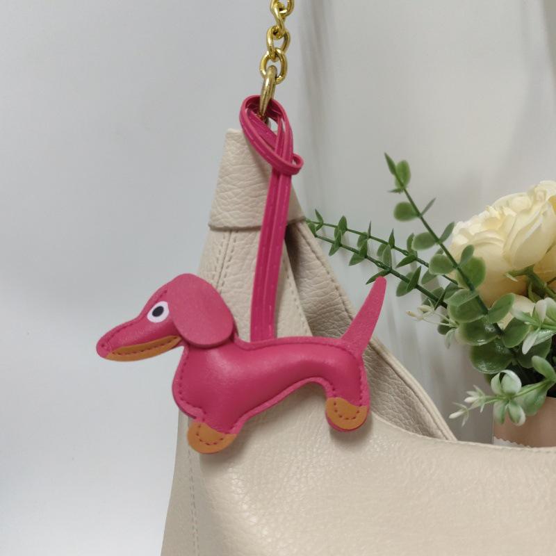 Cross-border Dachshund Pendant: Leather Cartoon Dog Bag & Phone Case Accessory for Cars